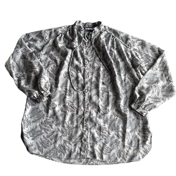 Givenchy for chesa VTG Botanical Print 70s Button Up Puff Sleeve Blouse Shirt 8 - Picture 1 of 10